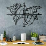 WALLXPERT World Map Compass Black