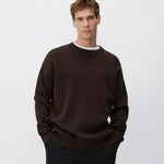 Reserved - Običan džemper s mešavinom pamuka tamno braon 75% COTTON, 25% POLYAMIDE 6411H-89X