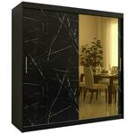 Platinum Pole T2 klizni ormar 2 vrata/ogledalo 200x62x200 cm crni/prit crnog mermera/zlatni