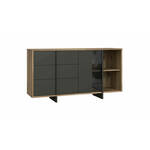 Jokkaz komoda 3 fioke + 1 vrata + polica 160x42x86 cm hrast/crna