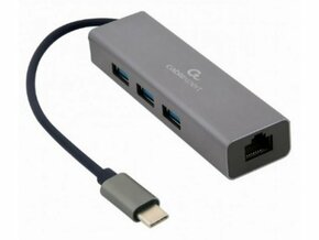 GEMBIRD USB-C Gigabit network adapter + 3-port USB 3.1 HUB (A-CMU3-LAN-01)