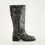 Reserved - Duboke biker kožne čizme crno 100% LEATHER 866BD-99X