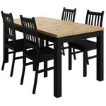 Agbet set 1 produživi sto + 4 stolice natur (artisan hrast)/crni