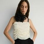 Reserved - Nabrani top s bretelama krem 100% POLYESTER 094BW-01X