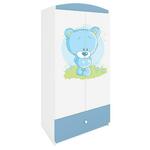 Babydreams ormar 2 vrata+1 fioka 90x57x187 cm beli/plavo/print medveda 3