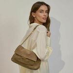 Reserved - Torba za rame od antilopa bež 100% LEATHER 351CN-08X