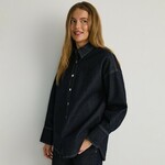 Reserved - Predimenzionirana teksas košulja-jakna mornarsko 100% COTTON 9317H-59J