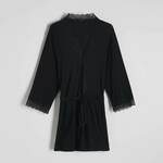 Reserved - Kućni ogrtač s visokim sadržajem viskoze crno 95% VISCOSE, 5% ELASTANE 036CS-99X