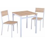 Arabica trpezarijski set sto + 2 stolice beli metal / natur