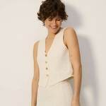 Reserved - LADIES` VEST krem 51% POLYESTER, 44% COTTON, 3% LINEN, 2% VISCOSE 405FS-01X
