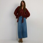 Reserved - Teksas midi suknja s prorezom plavi džins 70% COTTON, 30% LYOCELL 7801B-55J