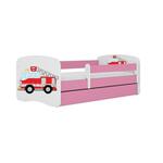 Babydreams krevet+podnica+dušek 90x184x61 cm beli/roze/print vatrogasni kamion