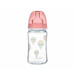Canpol baby flašica 240ml široki vrat, pp - easy start- clouds - pink