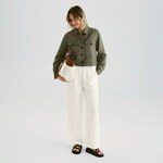 Reserved - LADIES` TROUSERS krem 55% LINEN, 45% VISCOSE 1023P-01X