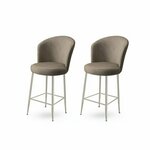HANAH HOME Set 2 barske stolice Fora Cappuccino Chrome