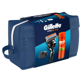 Gillette Proglide sistemski brijač + Fusion Sensitive gel 200ml + stalak za brijač sa neseserom