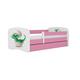 Babydreams krevet+podnica+dušek 90x184x61 cm beli/roze/print dinosaurus