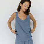Reserved - Gornji deo pidžame steel blue 85% COTTON, 15% LINEN 521BJ-95X