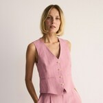 Reserved - Prsluk za odelo s visokim sadržajem lana šareno 52% LINEN, 24% COTTON, 24% VISCOSE 748AL-MLC