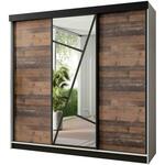 Vena klizni ormar 3 vrata/ogledalo 250x59x205 cm beli/rustik drvo