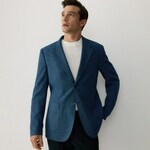 Reserved - Slim fit sako s mešavinom viskoze mornarsko 53% POLYESTER, 46% VISCOSE, 1% ELASTANE 8678N-59M