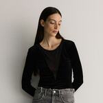 Reserved - Bodi od velura crno 94% POLYESTER, 6% ELASTANE 3827T-99X