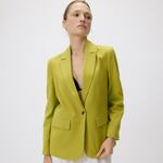 Reserved - LADIES` BLAZER žuto zeleno 85% COTTON, 15% LINEN 517GE-71X