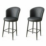 HANAH HOME Set 2 barske stolice Uras Anthracite Black